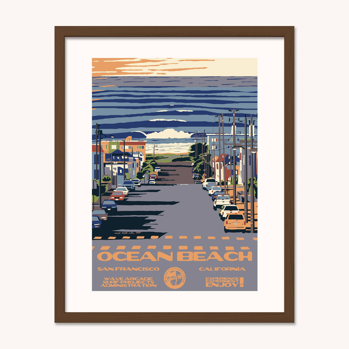 Ocean Beach WPA Surf Poster | Vintage San Francisco Travel Poster Art Print: Unframed / 11x14