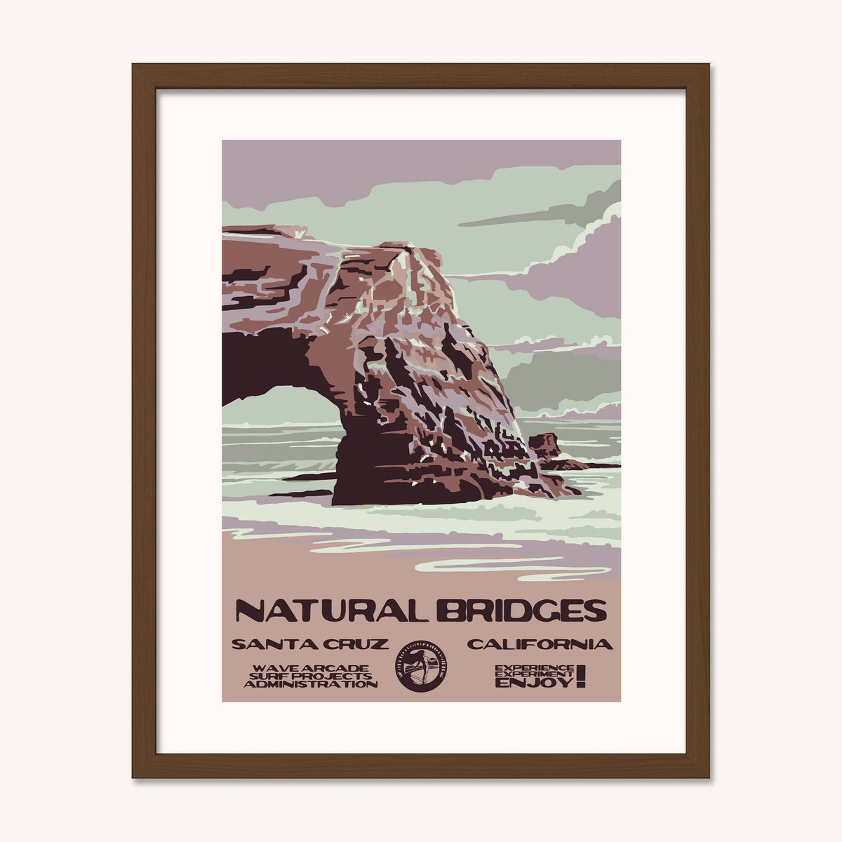 Natural Bridges WPA Surf Poster | Vintage Santa Cruz Travel Poster Art Print: Unframed / 8x10