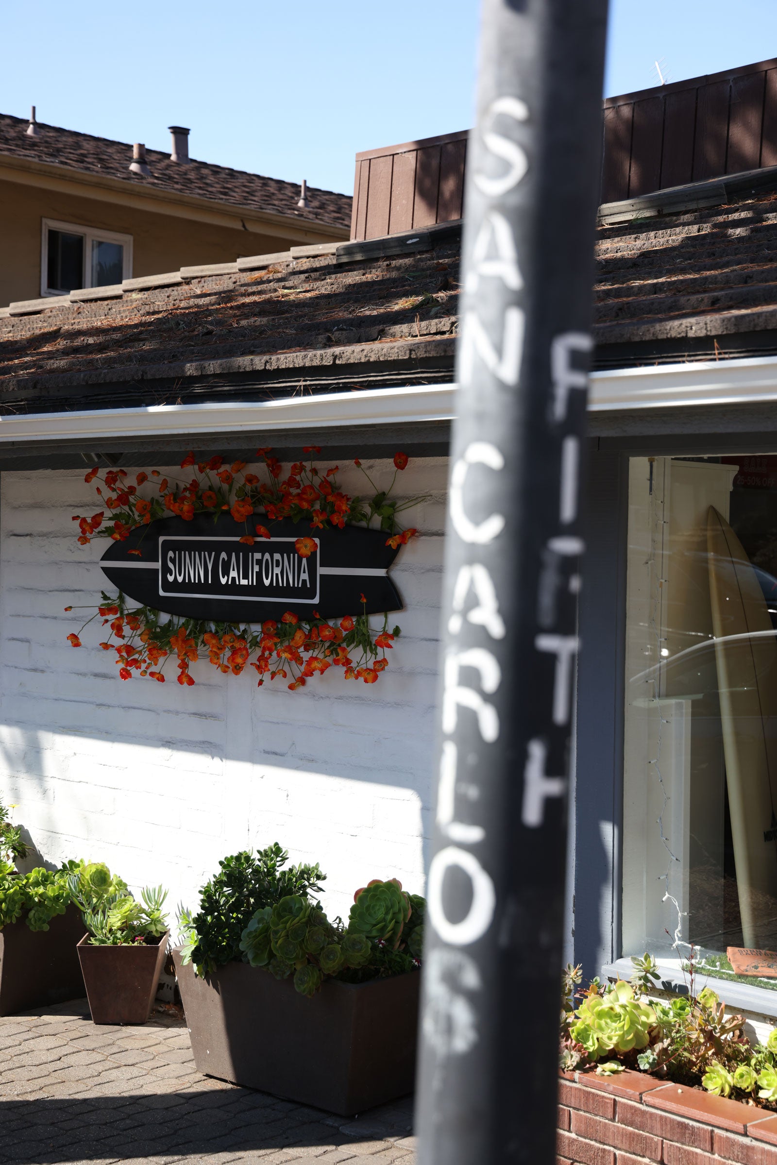 Close up of the Sunny California Surf Shop in Carmel California