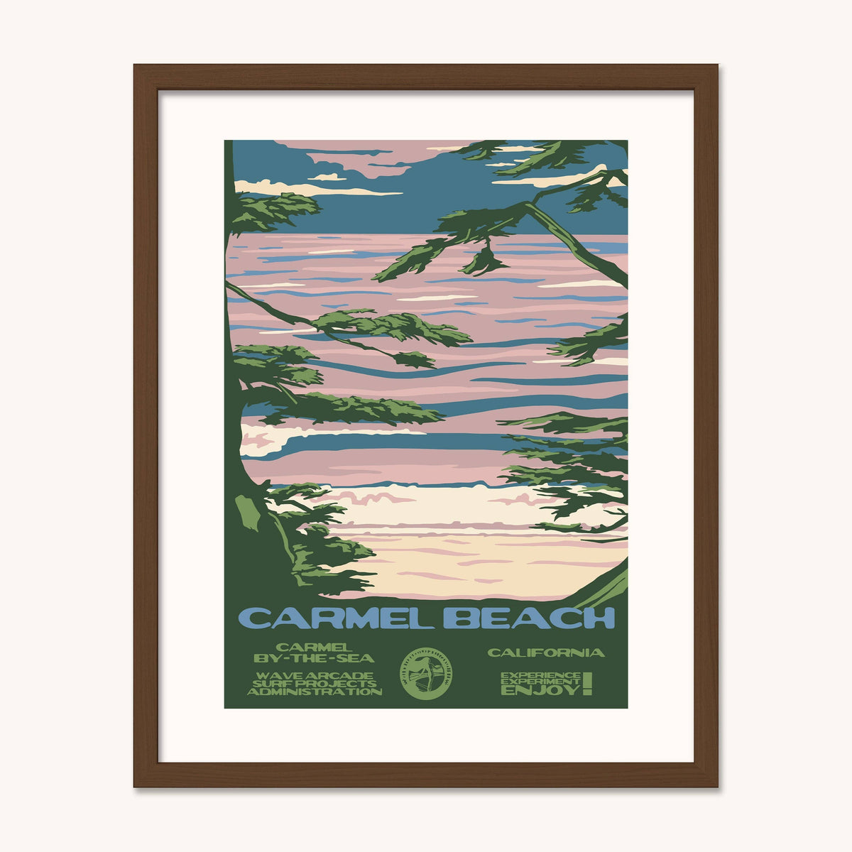 Carmel Beach WPA Surf Poster | Vintage Carmel Travel Poster Art Print: Unframed / 11x14