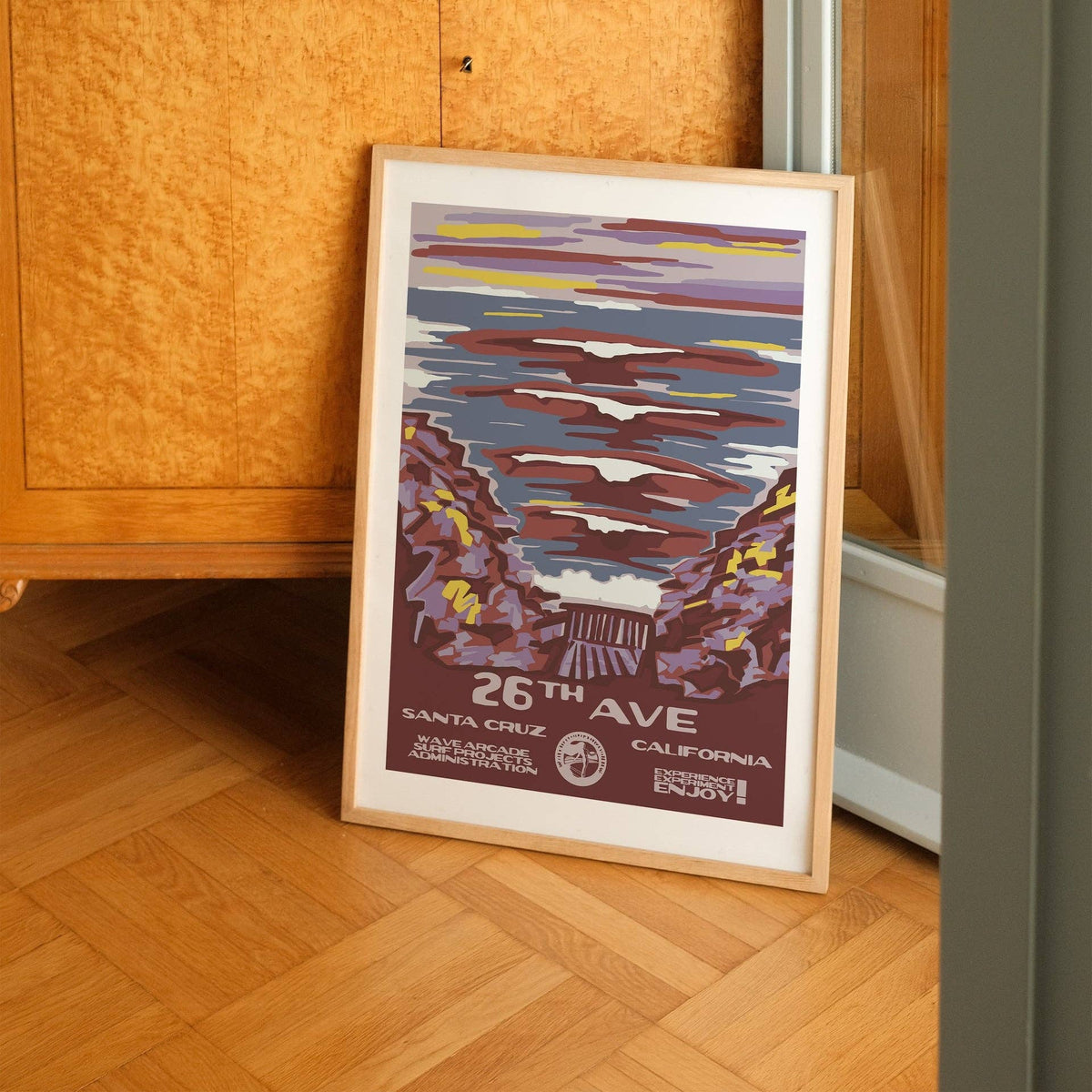 26th Avenue Beach WPA Surf Poster | Vintage Santa Cruz Travel Poster Art Print: Unframed / 11x14