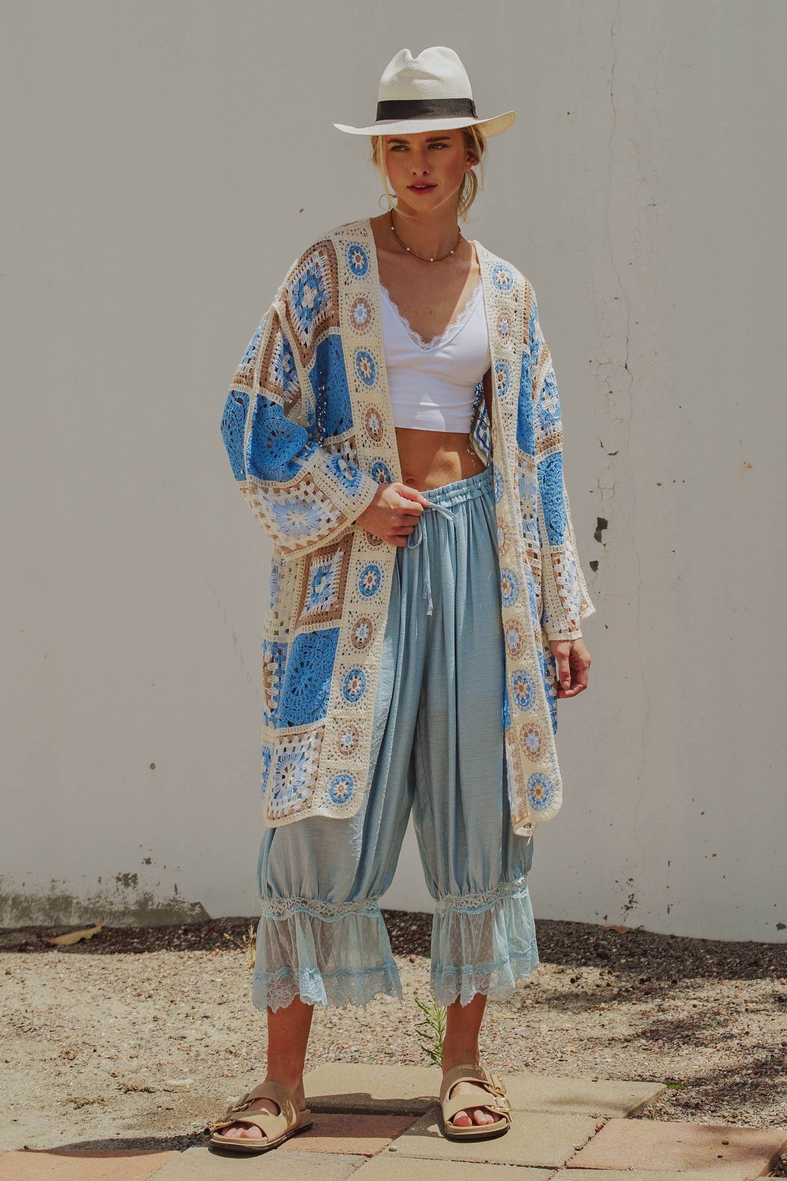 Cambria Crochet Patchwork Duster Cardigan
