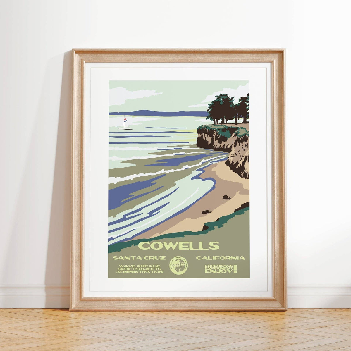 Cowells WPA Surf Poster | Vintage Santa Cruz Travel Poster Art Print: Unframed / 8x10