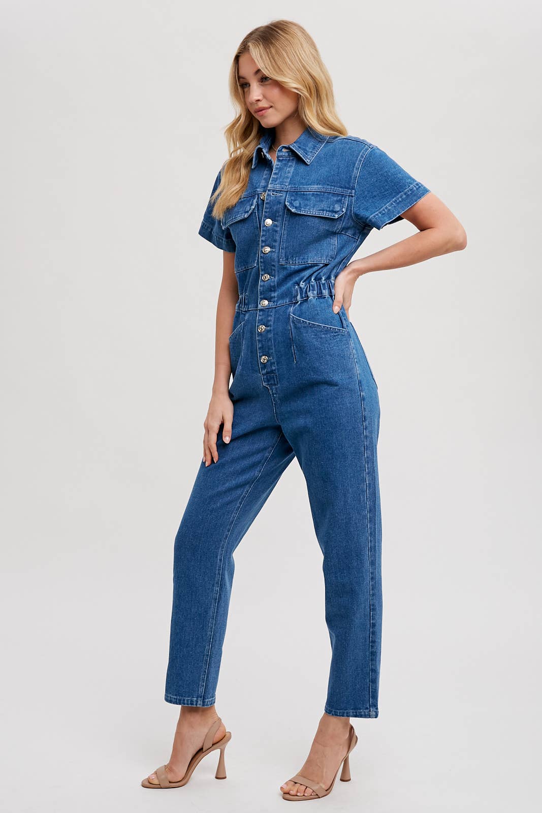Soquel Denim Tapered Leg Jumpsuit / M