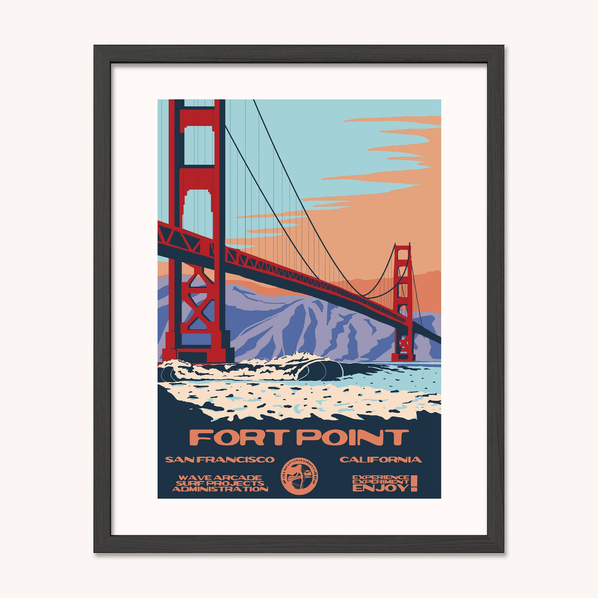 Fort Point WPA Surf Poster | Vintage San Francisco Travel Poster Art Print: Unframed / 11x14