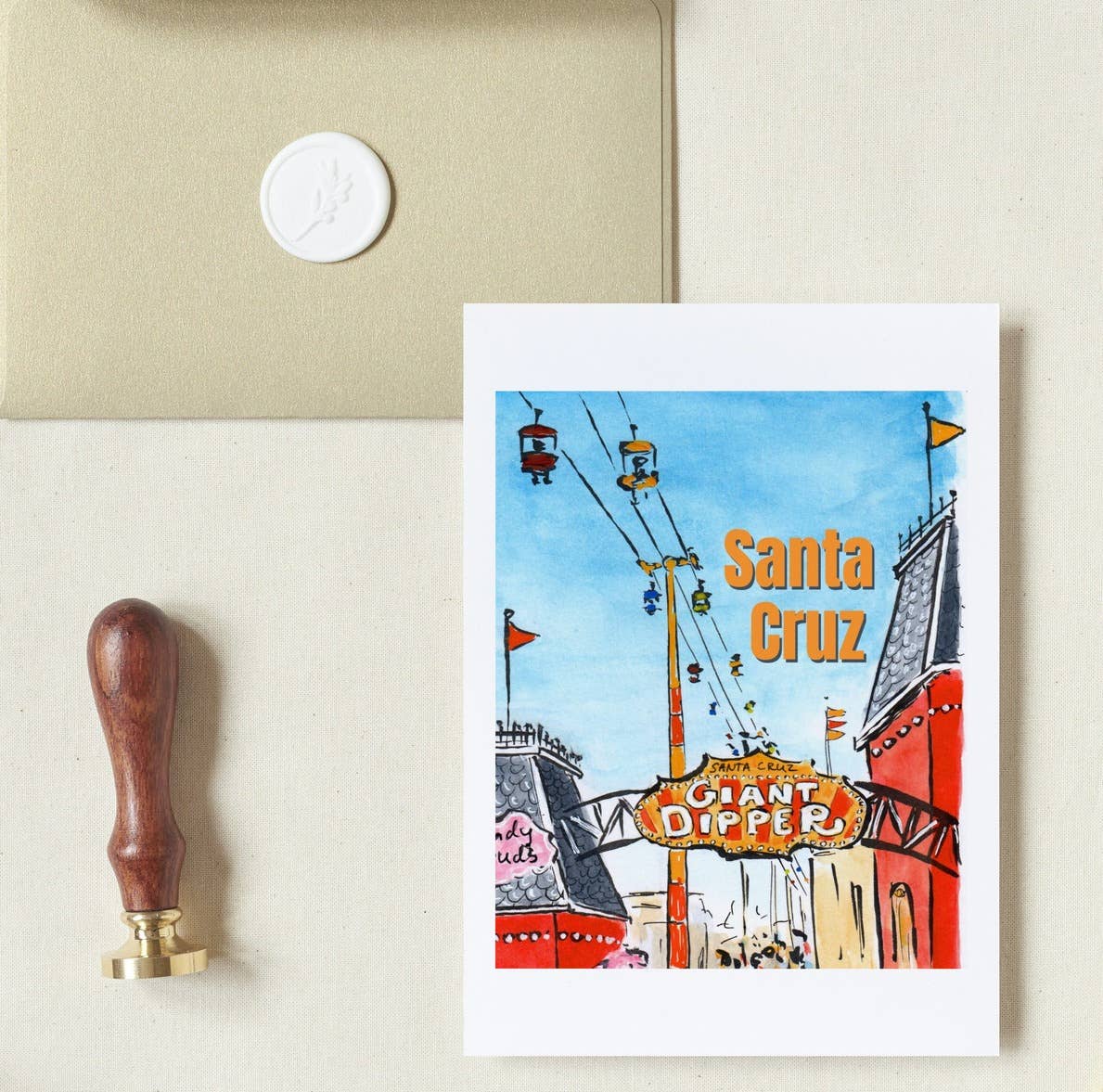 Santa Cruz Folded Greeting Card with Envelope 5x7