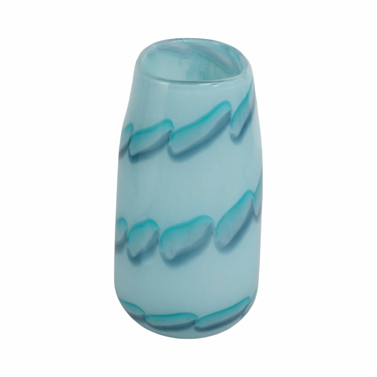 Textured Glass Bead Pattern Coastal Vase – 9″