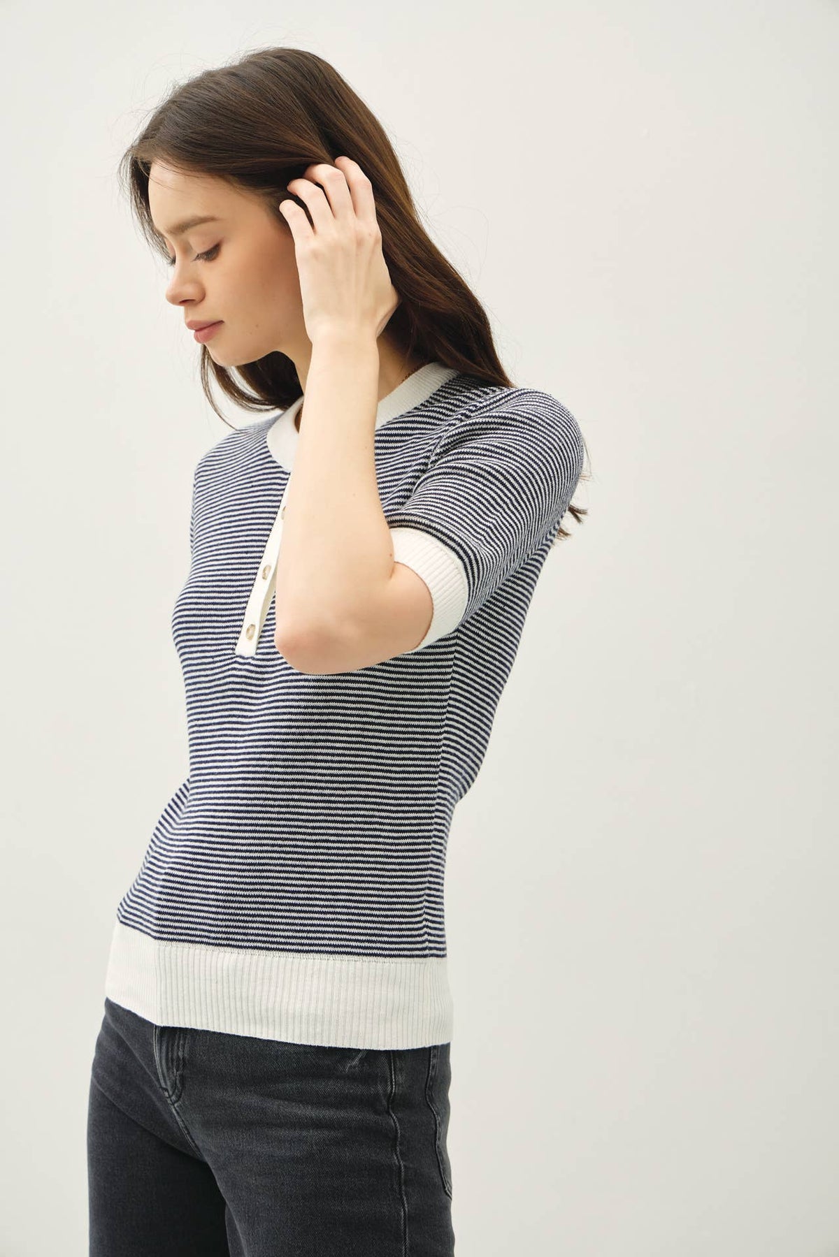 Pebble Beach Henley Sweater Top