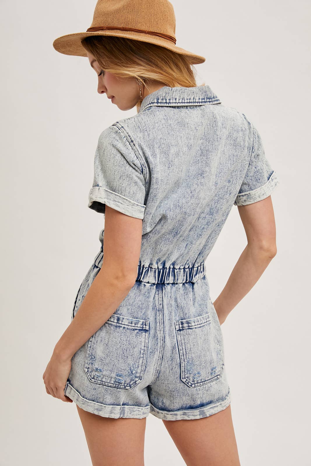 Chelsea Denim Washed Romper / L
