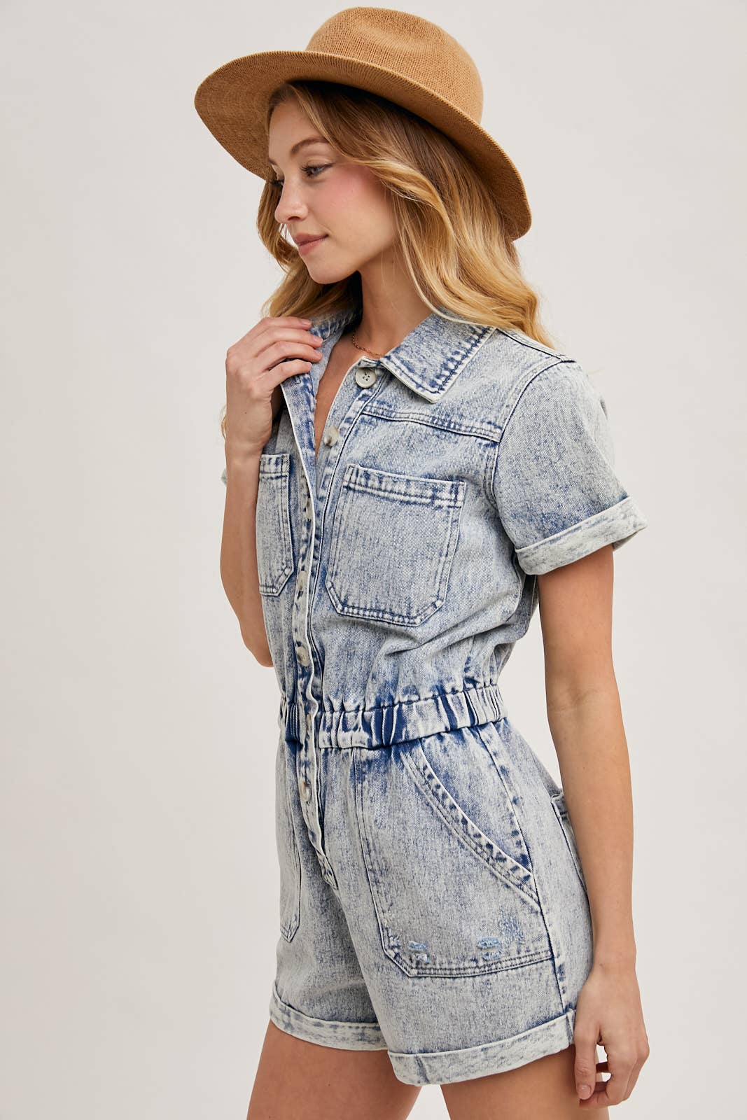 Chelsea Denim Washed Romper / M