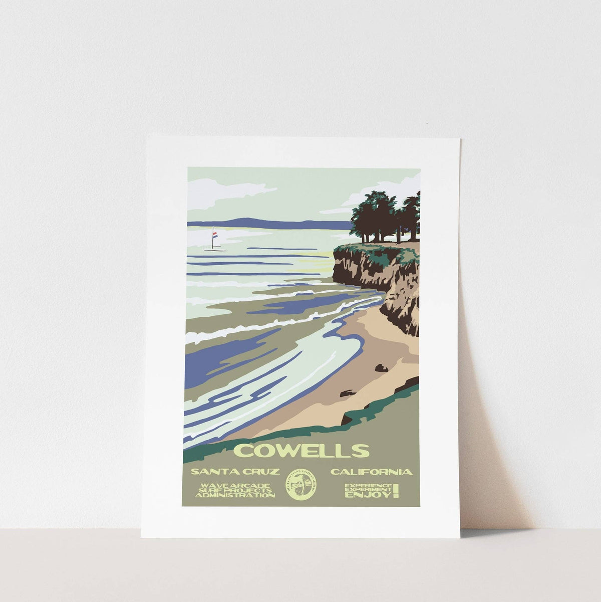 Cowells WPA Surf Poster | Vintage Santa Cruz Travel Poster Art Print: Unframed / 11x14