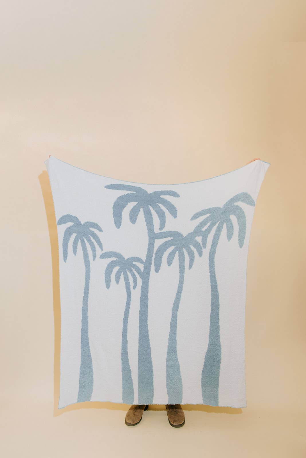 Dancing Palms Plush Throw - Chambray Blue