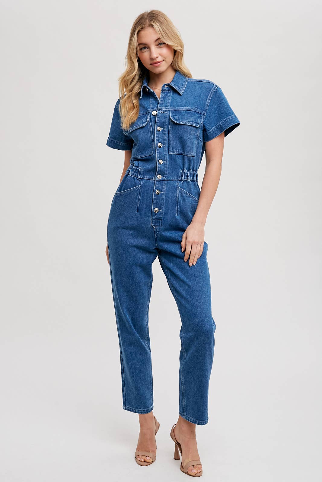 Soquel Denim Tapered Leg Jumpsuit / L