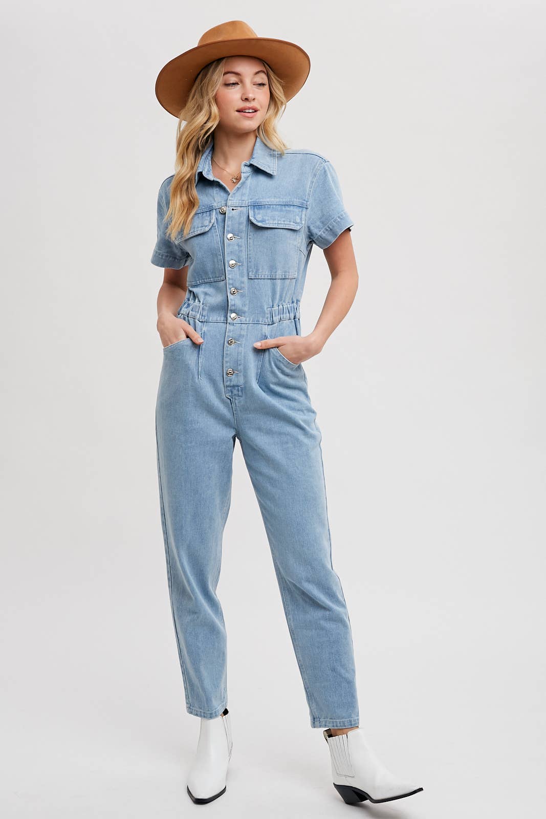 Soquel Denim Tapered Leg Jumpsuit / L