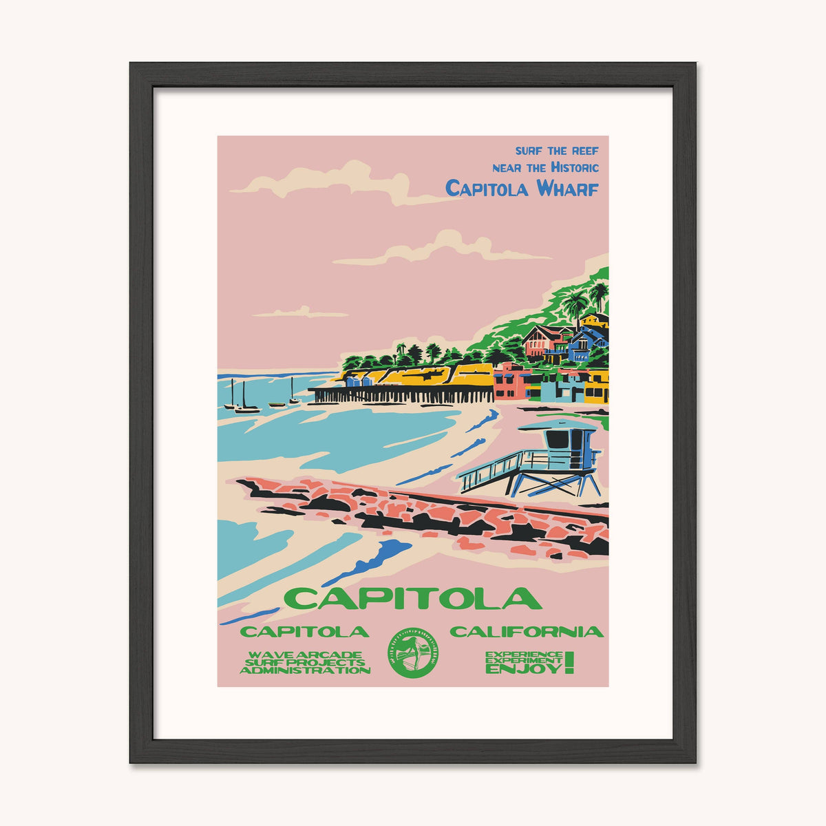 Capitola WPA Surf Poster | Vintage Capitola Travel Poster Art Print: Unframed / 11x14