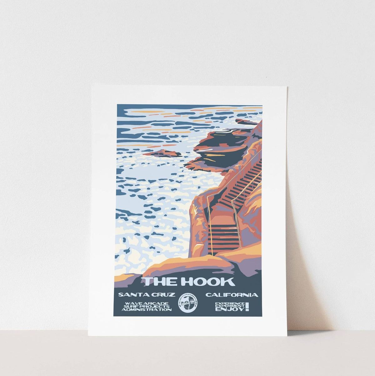 The Hook WPA Surf Poster | Vintage Santa Cruz Travel Poster Art Print: Unframed / 16x20
