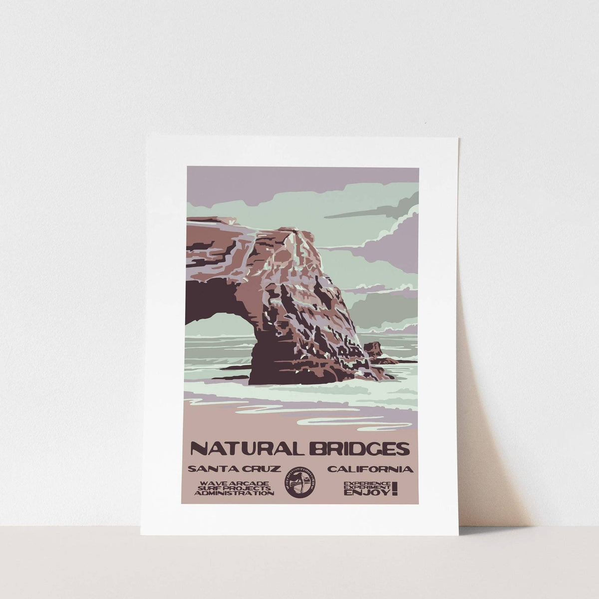 Natural Bridges WPA Surf Poster | Vintage Santa Cruz Travel Poster Art Print: Unframed / 8x10