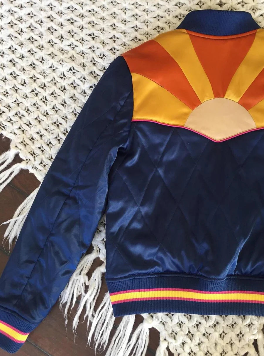 Classic Rock Couture Blue Rising Sun Bomber Jacket