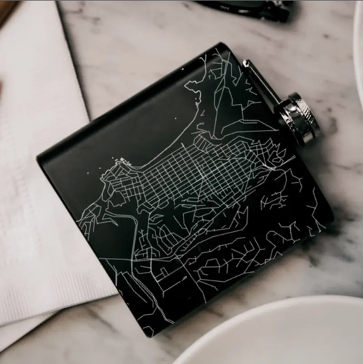 Jace.Design Carmel Map Hip Flask - Black