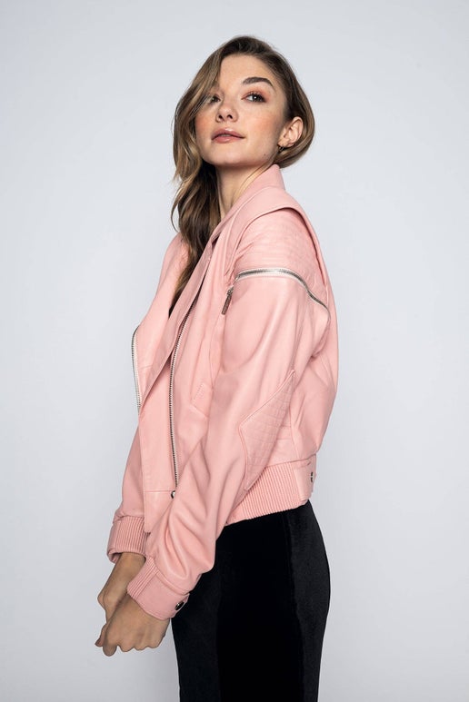 CHRISTINA DIENST RUBY LEATHER JACKET - ROSE