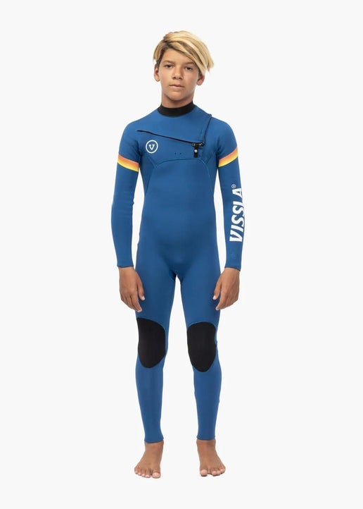 7 SEAS BOYS RADITUDE 4-3 FULL CHEST ZIP WETSUIT - HARBOR BLUE