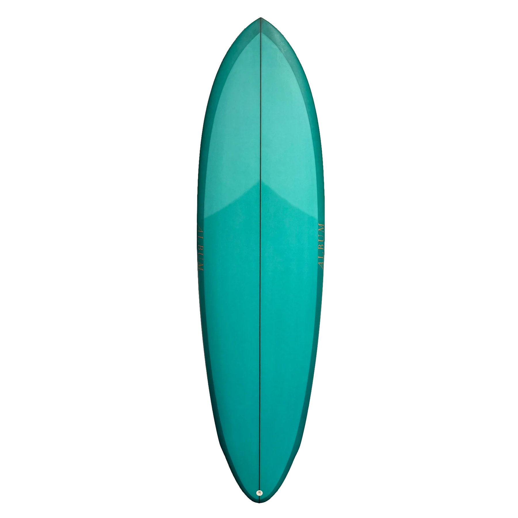 Teal surfboard on a white background