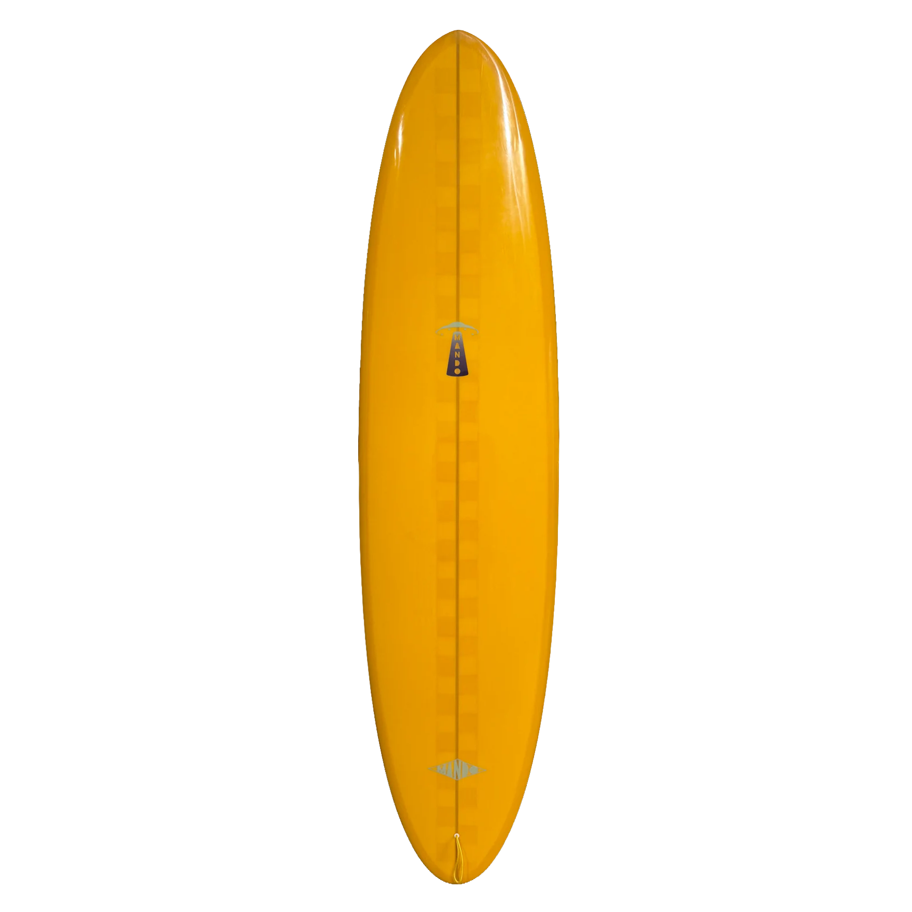 Yellow surfboard on a white background
