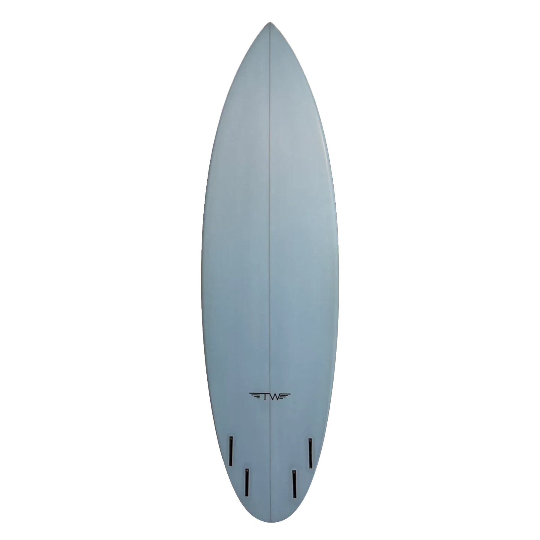 Surfboard with a brand logo on a white background