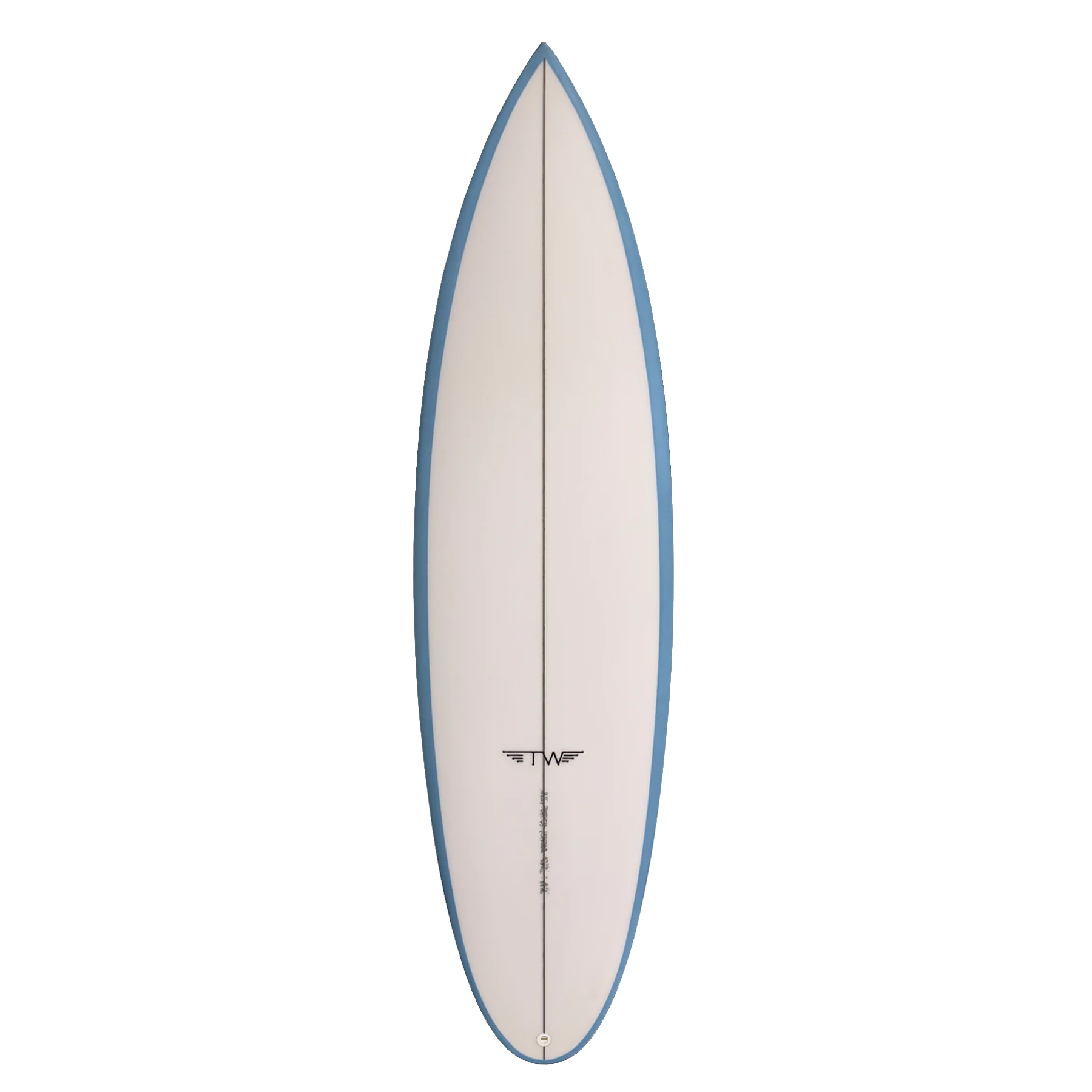 Surfboard with a blue rim on a white background