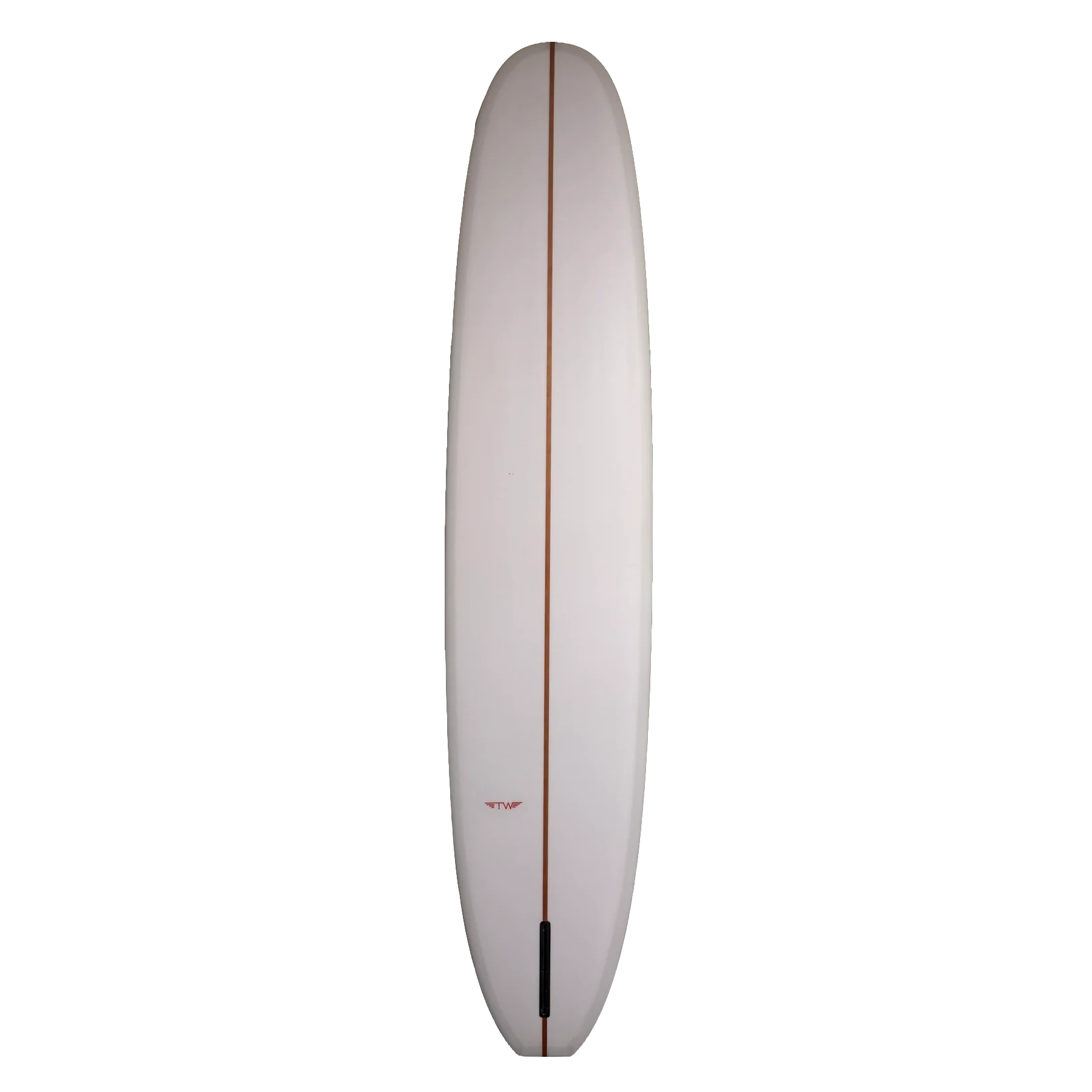 White surfboard with a red stripe on a white background