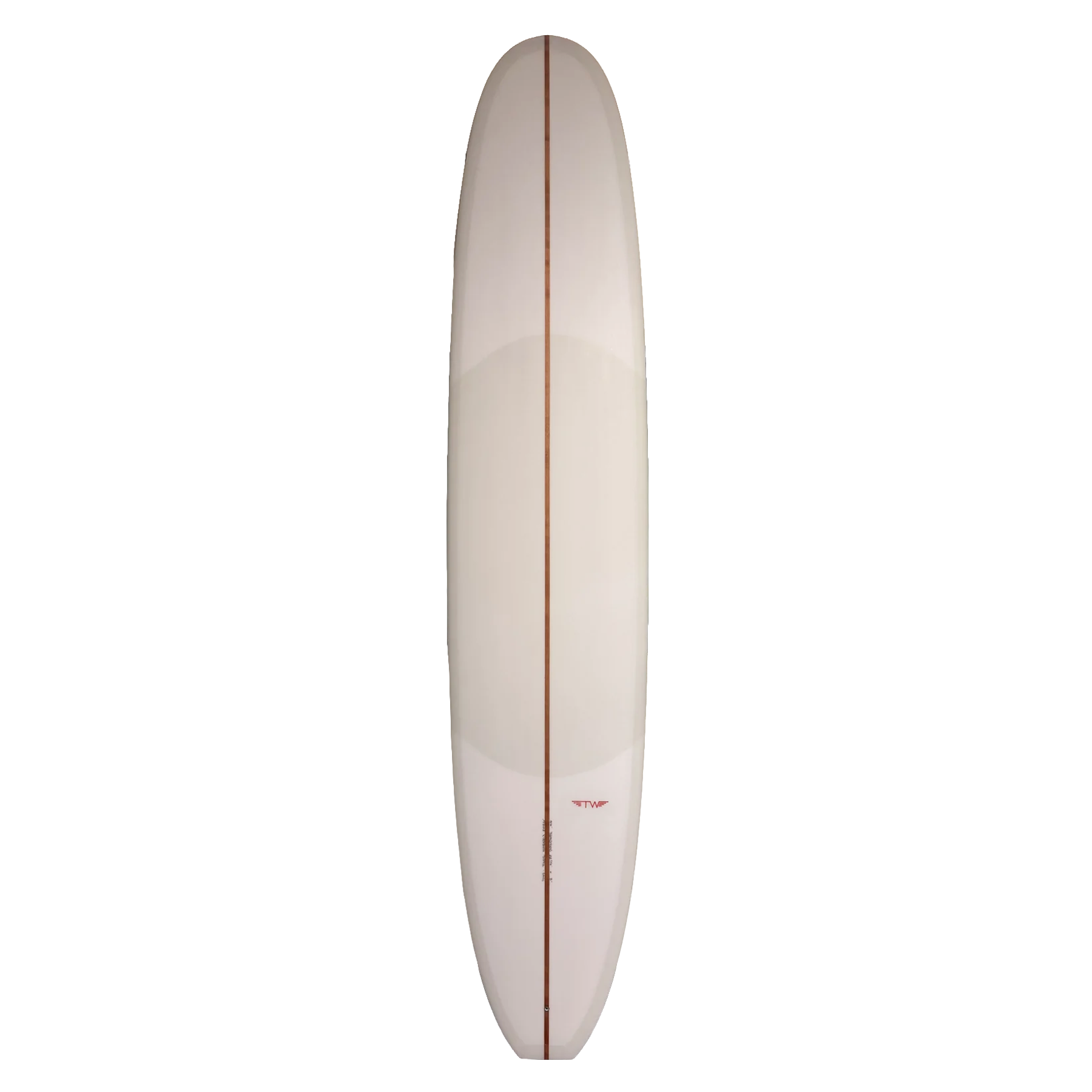 White surfboard with a red stripe on a white background