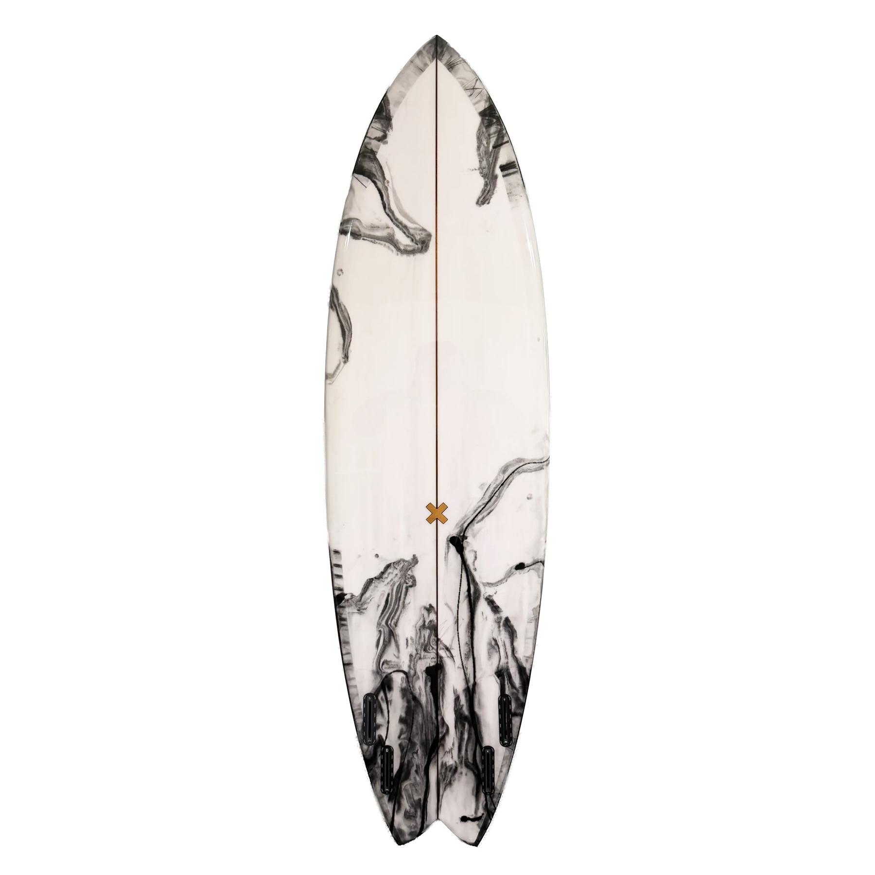 Marble-patterned surfboard on a white background